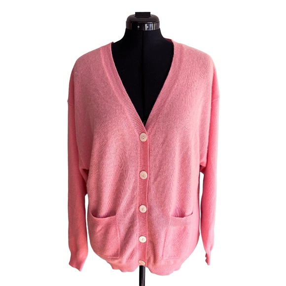 Crush Sweaters - CRUSH Cashmere Pink Button-Up Cardigan